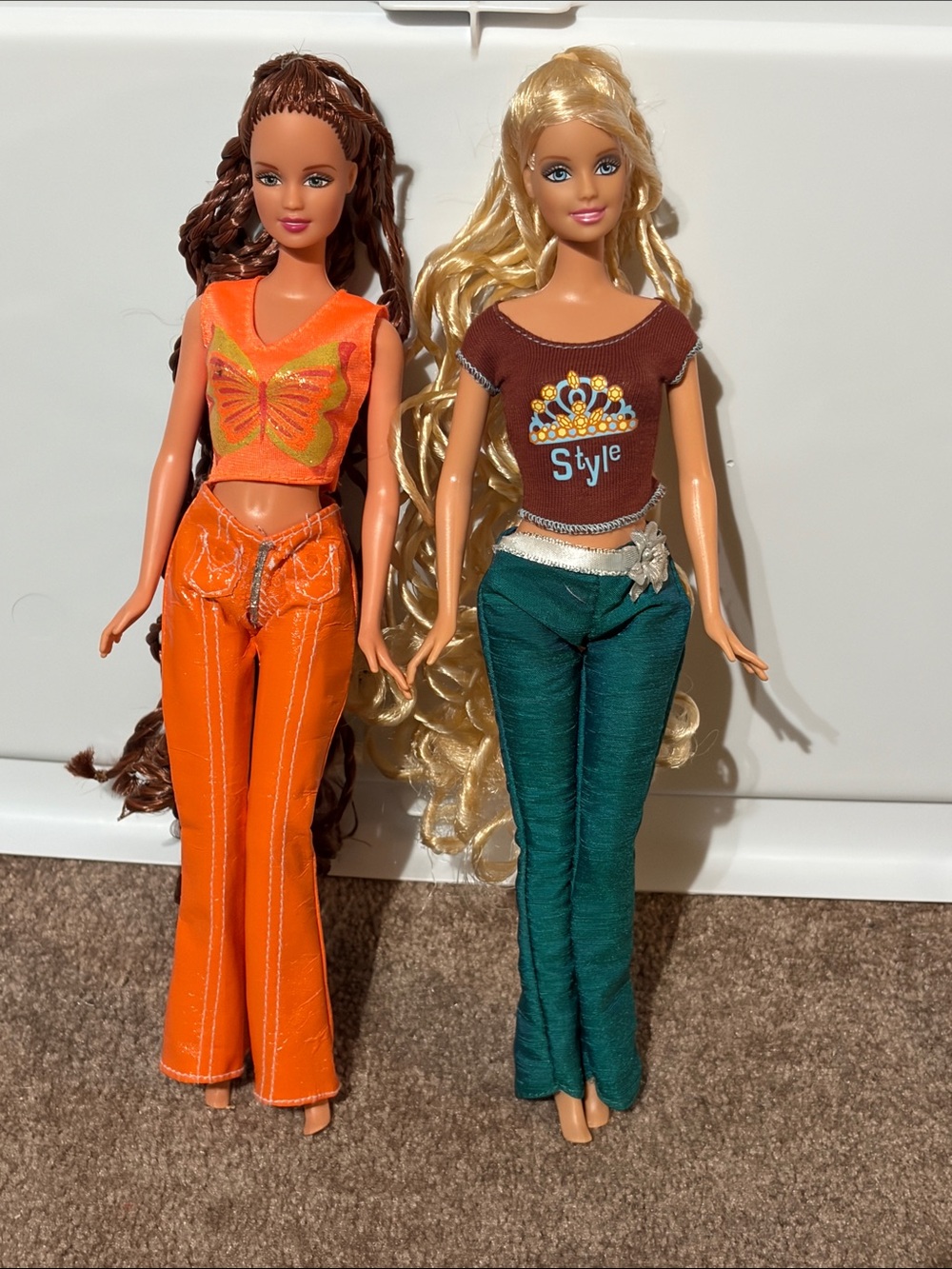Barbie Dolls with Orange Butterfly Top & Teal Pants